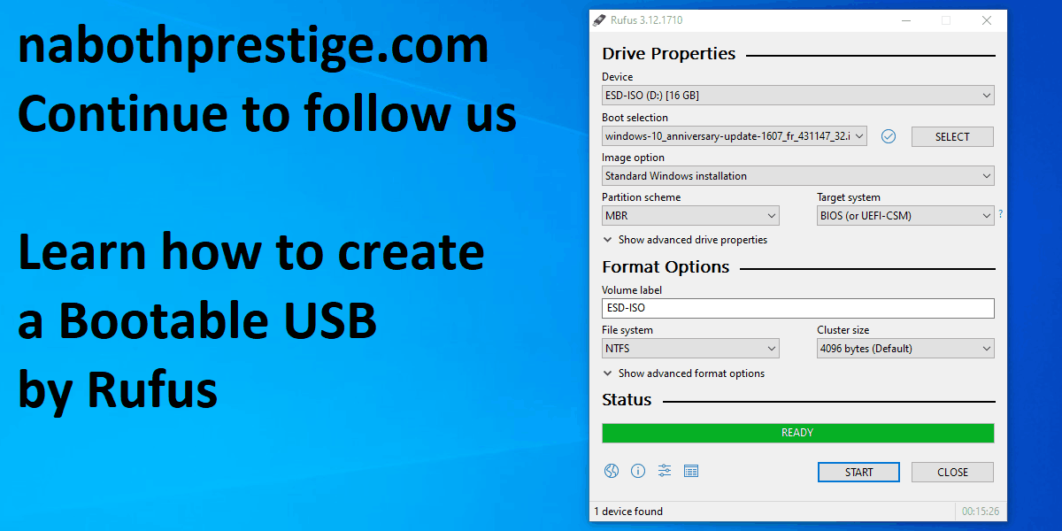 Create Bootable USB Rufus