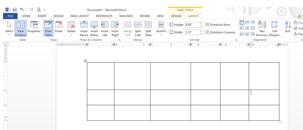 Create and insert table in a word document