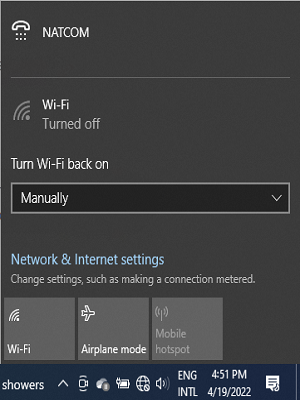 Wi-Fi is turn off and it is not connected